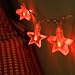 Battery operated Fairy Lights, 10 bulbs Red Flat Star LED.
