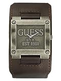 Guess Brown Leather Cuff Men's Antique Silver Men's Watch U95083G2