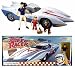 Speed Racer Mach 5 Play Set by Toynami - Includes Speed Racer, Spridle & Chim Chim Action Figures. Also Includes Snap-on Auto Jacks, Snap-on Saw Blades, Pop-up Periscope and Removable Canopy. Mach 5 measures 15
