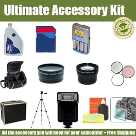 HUGE ACCESSORY KIT FOR PENTAX K-X DIGITAL CAMERA THE KIT INCLUDES 4AA BATTERIES AND CHARGER, LENSES, FILTERS, FLASH, TRIPOD ,2 CARRYING CASES, 4GB SD MEMORY CARD AND MUCH MORE LENS WILL WORK WITH 18-55MM & 50-200MM