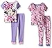 Disney Girls Minnie Mouse Friends First and Flower Bursts 4-Piece Pajama Set