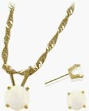 14 Karat Yellow Gold Genuine Opal Solitaire Set