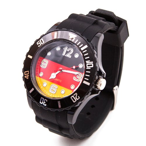 Fanartikel Silikon Armbanduhr Watch Fan Uhr m WM & EM Länder Flaggen Style (Deutschland)