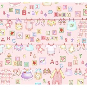 Fitted Pack N Play (Graco) Sheet - Flannel - Pink Baby Girl Clothesline - Made In USA