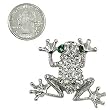 Silvertone Crystal Frog Brooch Pin