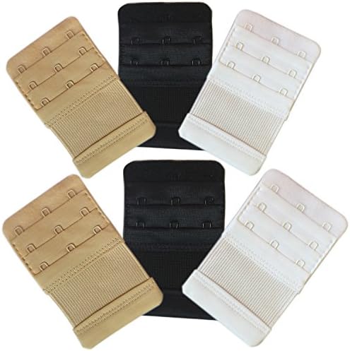 Erace Elastic Adjustable 3 Hook 3 Rows Bra Band Extension 6-Pack