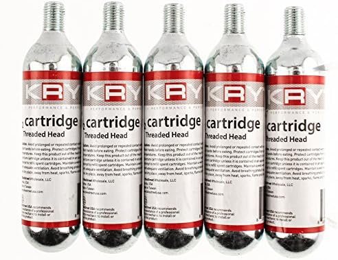 Lot of 5 KRYT CO2 25g Cartridges Threaded Head Bike Tire Cylinders