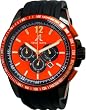 Adee Kaye Men's Aluminum Red Chronograph Watch w/ Black Rubber Band AK7141M