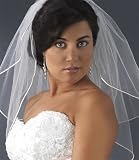 Satin Corded Edge Fingertip Length 2 Layer Wedding Veil