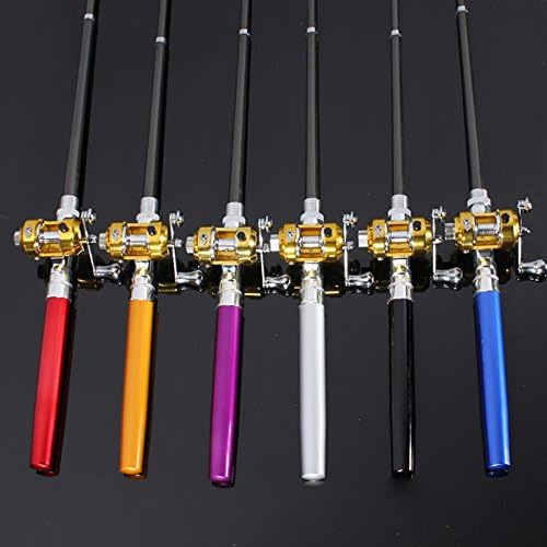 Foocc Mini Portable Pocket Pen Shape Aluminum Alloy Fishing Rod Pole Reel Combos with 25pcs Fishing Soft Lures