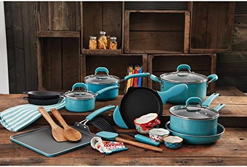The Pioneer Woman 27-Piece Vintage Aluminum Cookware Combo Set, Turquoise