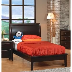 Twin Size Platform Bed Contemporary Style in Cappuccino Finish
