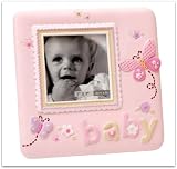 Produkt-Bild: BABY - Bilderrahmen mit Blumen und Schmetterlingen- Fotorahmen - Rosa - f&uuml;r M&auml;dchen -