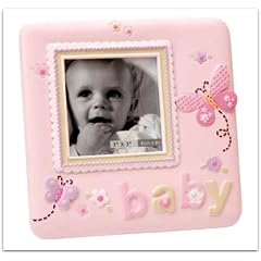 BABY - Bilderrahmen mit Blumen und Schmetterlingen- Fotorahmen - Rosa - f�r M�dchen -