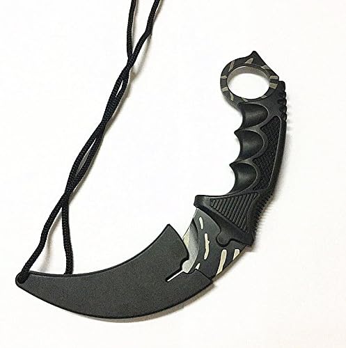 KUKEN CS:GO Counter Strike Hawkbill Scorpion Tactical Neck Stripe Knife (Black Stripe)