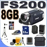 Canon FS200 Flash Memory Camcorder w/ 37x Optical Zoom (Evening Blue) BigVALUEInc Accessory Saver 8GB BP819 Battery/Charger Bundle