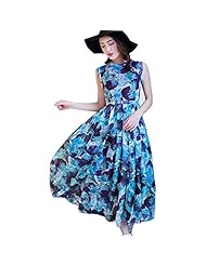 Floral Print Chiffon Cocktail Sleeveless Homecoming Dress/Party Dress/Wedding Dress/Maxi Dress 