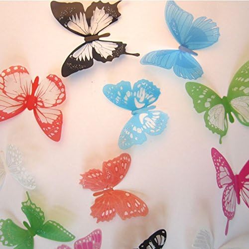 Amaonm® Bulk 60 PCS 5 Packages 3d Colorful Butterflies Wall Stickers Murals Removable Pvc Transparent Diy Butterfly Wall Decals Wallpaper Wall Decorations for Girls Room Bedroom Wedding (H011)