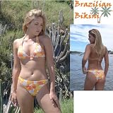 Retro Floral orange with sequence Brazilian Bathing Suit Bikini by Cabo Beachwear Swimwear Swimsuit