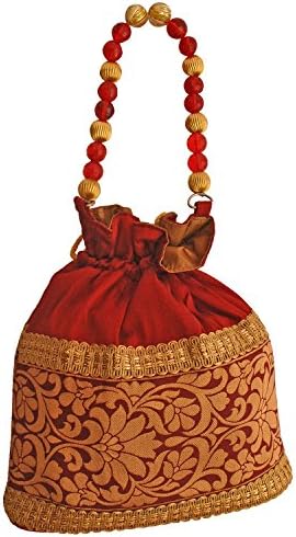 Stylocus Women's Brocade Border Every Occassion Potli Medium Maroon