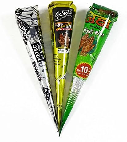 3 Color Neha Golecha Cones Instant Tattoo Clinically Tested Temprory Henna Tattoo