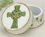 Pack of 4 Celtic Cross Irish Porcelain Keepsake Boxes