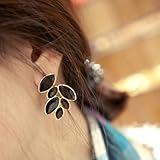 Yazilind Jewelry Exaggeration Black Resin leaves Shape Drop Earrings for Women Gift Idea thumbnail