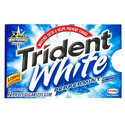 Trident White Gum, Peppermint, 12-Piece Packages (Pack of 12)