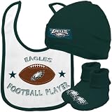 NFL Infant/Toddler Boys' Philadelphia Eagles Cap, Bootie, Bib Set (Team Color, 6M)