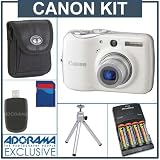 Canon Powershot E1 Digital Camera Kit, White 4GB SD Memory Card, Camera Bag, Table Top Tripod, USB 2.0 SD Card Reader, 4 AA Nickel Metal Hydride (NiMH) 2900 mAH Rechargeable Batteries with 4-Hour AA  AAA Quick Charger, 110/220 volt
