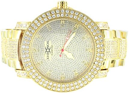 Mens Hot Khronos Aqua Master Designer Custom Diamond Gold Finish Iced Band Watch