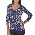 Juniors' Mossimo Supply Co. Long Sleeve Henley Tee - Oxford Blue Print