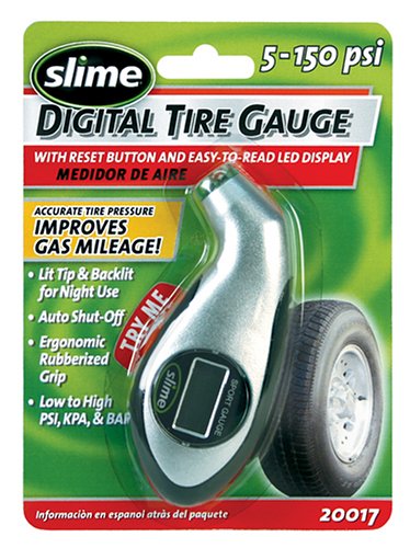Slime 20017 5-150 PSI Digital Tire Gauge with Lighted Tip