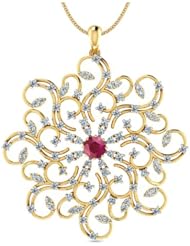 Diamond (1.07 Ct, IJ-SI), 18 Kt Yellow Gold Soleil Gleam Pendant