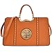 Dasein Faux Buffalo Leather Studded Expandable Hinge Handle Satchel, Shoulder Bag, Handbag, Tablet Bag, iPad Bag