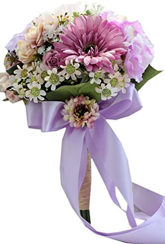 Irises Holding Flower Silk Rose Rhinestones Ribbon Bridal Wedding Bouquet