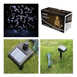 AGPtek&reg; 55ft 100 LED Solar String Fairy White Lights Outdoor Garden Xmas (Can be overlapped/Linkable)