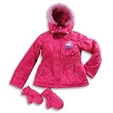 Disney Princess - Girls Disney Princess Hooded Winter Jacket, Fuschia