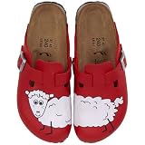 Birki Woodby 560123, Damen Clogs & Pantoletten, schmales Fußbett, Kork, rot (Sheep red Background), EU 37