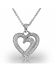 Palladium Unique Diamond Heart Shaped Pendant with Milgrain Detailing. 1/3 CTW