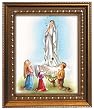 Our Lady of Fatima in Wood Frame with Golden Trim, 11.25" x 13.25" - MADE IN ITALY
