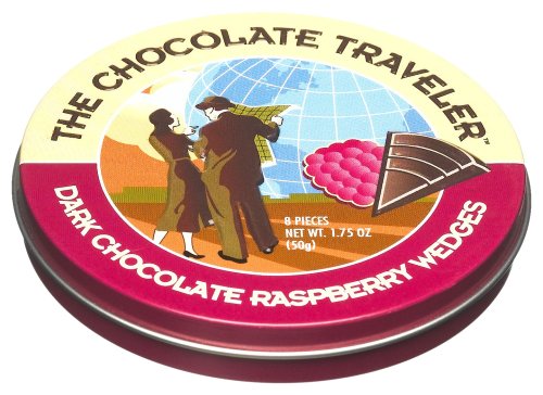 The Chocolate Traveler Dark Chocolate Raspberry Wedges, 1.75-Ounce Tins (Pack of 12) by Raspberry Candy