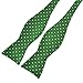 PenSee Mens Self Bow Tie Green and White Polka Dot Silk Bow Ties