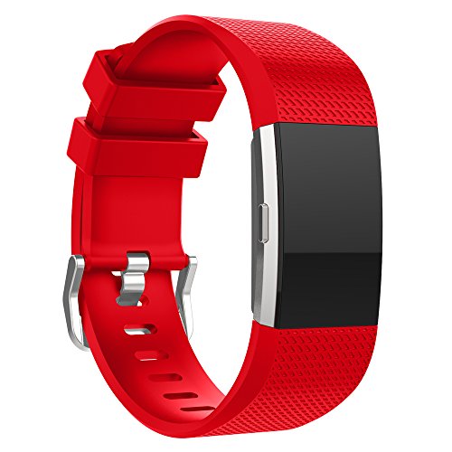 その他 Fitbit Charge2 RED Biaze Silicone Replacement Smart Watch Band With Metal Clasp
