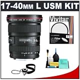 Canon EF 17-40mm f/4 L USM Zoom Lens + UV Filter + Accessory Kit for Canon EOS 30D, 40D, 50D, 5D Mark II, 7D, Rebel XS, XSi, XT, XTi, T1i Digital SLR Cameras