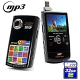 SVP MP300 HD MP3 Player and Pocket HD Video Black Camera, YouTube Software w 32GB SD