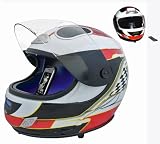 Moto GP & F1 (Red) Replica Motorbike Helmet Audio High Power Speaker Sound System with iPod Dock behind the Motorised Visor! (connects to iPod - iPhone - MP3 player - USB memory stick - SD / MMC Memory card or use as a MP3, Computer Laptop or PC Speaker) & FM Radio - Full Function Remote Control Supplied