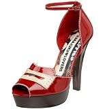 Harajuku Lovers Women's Paley Open Toe Platform Pump,Red/Camel,7 M US