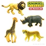 Zoo 3D Puzzles, Lion, Giraffe, Rhino and Cheetah