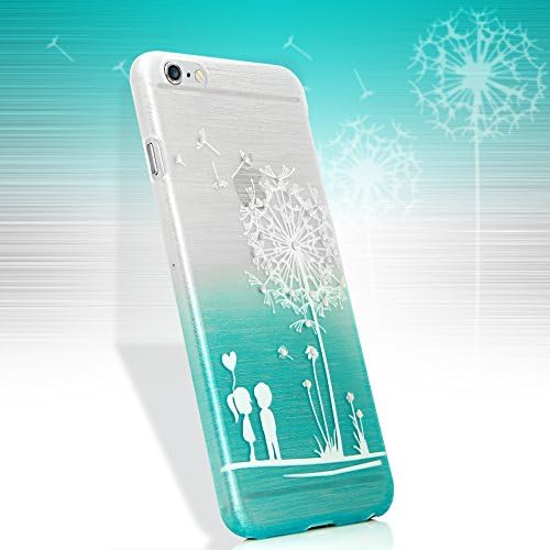 Iphone Case, Iphone 6 Plus Case - TURATA Premium Handmade Bling Crystal Diamonds Sweet Love Blowing Dandelion Brushed Metal Design Back Case Cover for Iphone 6 Plus (5.5")(Value Package)-Blue